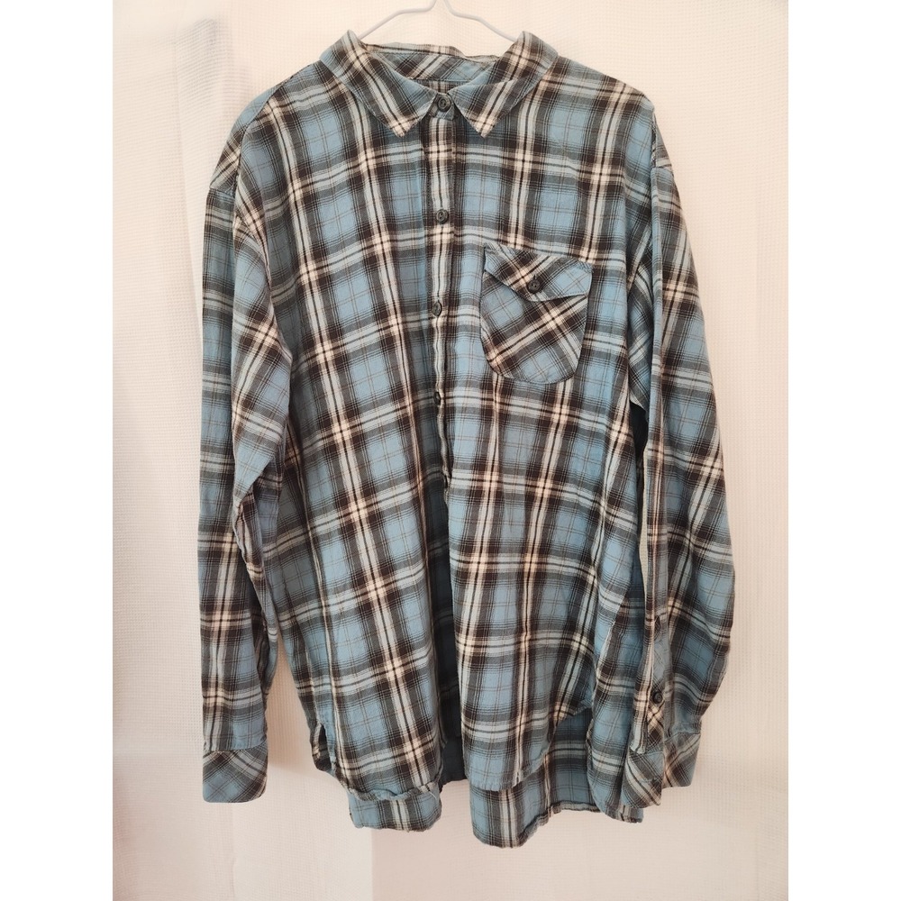 J.JILL BLUE, BLACK AND WHITE‎ CHECK COTTON SHIRT - SIZE Petite Small